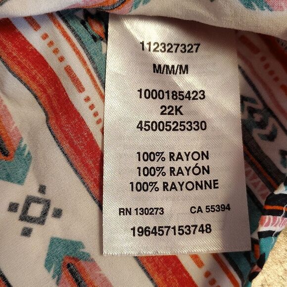 Wrangler Retro Southwestern Short Ruffle Sleeve Pearl Button Down Blouse Medium - Picture 13 of 13